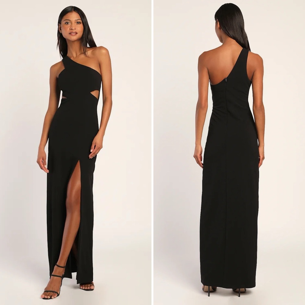 Lulus Show-Stopping Style Black One Shoulder Cutout Maxi Dress